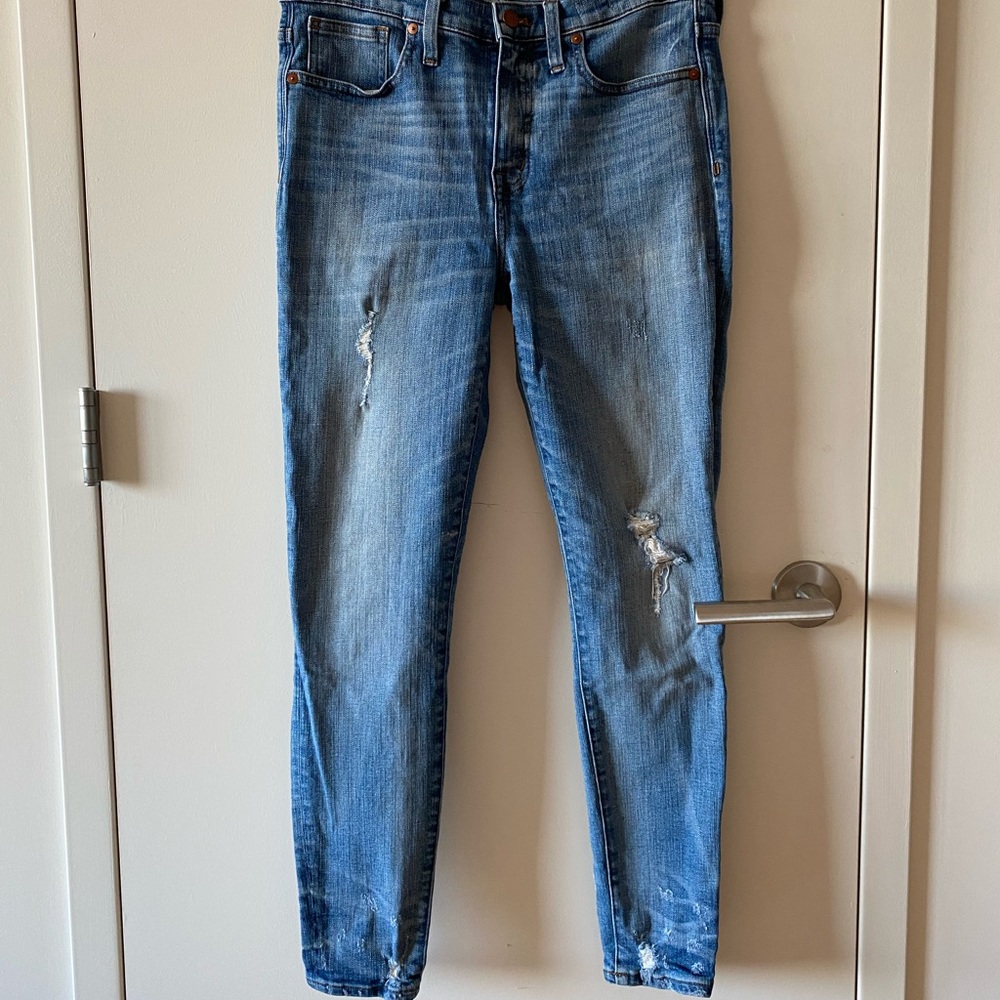 Madewell high rise skinny distressed denim jeans
